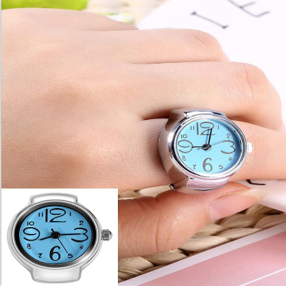 Stainless-steel Base Metal Pink Dial Analog Stretchable Women's Watch Ring